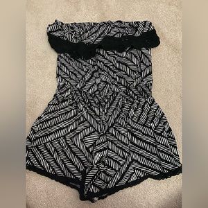 black and white patterned romper